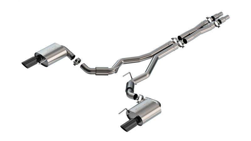 Borla 2024 Ford Mustang GT 5.0L V8 w/o Active Exhaust S-Type Cat-Back Exhaust System - Black Chrome Borla