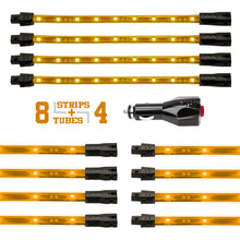 Load image into Gallery viewer, XK Glow Strip Single Color Underglow LED Accent Light Car/Truck Kit Amber - 8x24In Tube + 4x8In