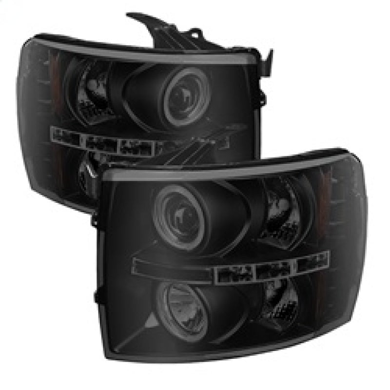Spyder Chevy Silverado 1500/2500 07-13 Projector Headlights LED Halo LED Blk Smke PRO-YD-CS07-HL-BSM SPYDER