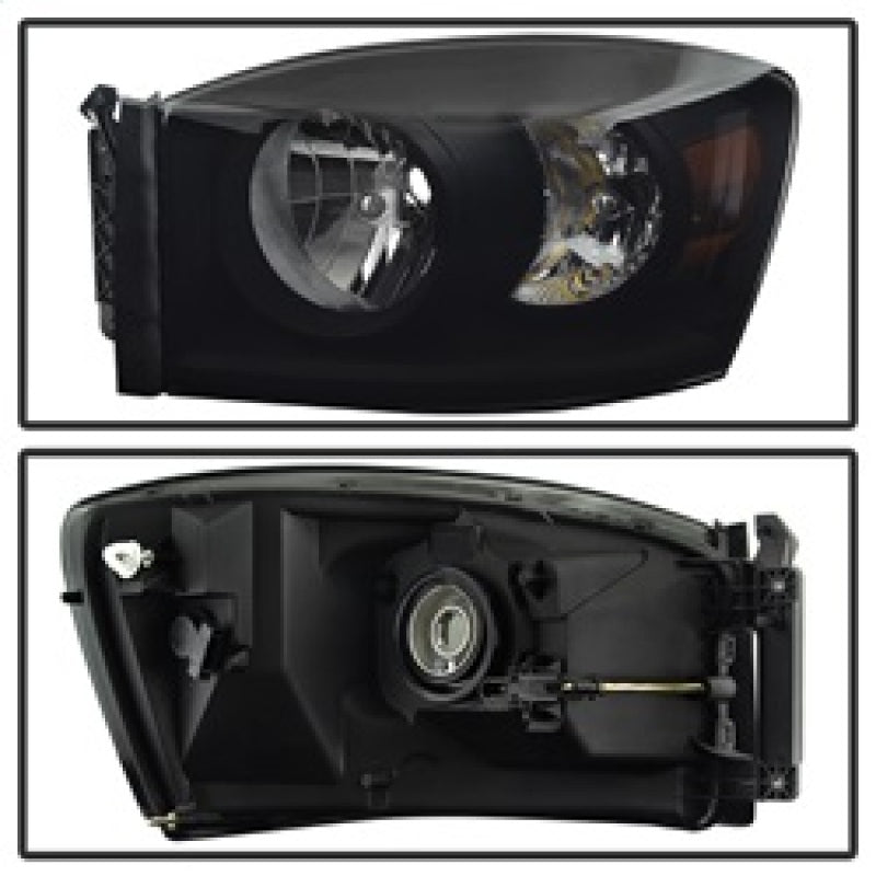 Xtune Dodge Ram 1500 06-08 Amber Crystal Headlights Black Smoked HD-JH-DR06-AM-BSM SPYDER