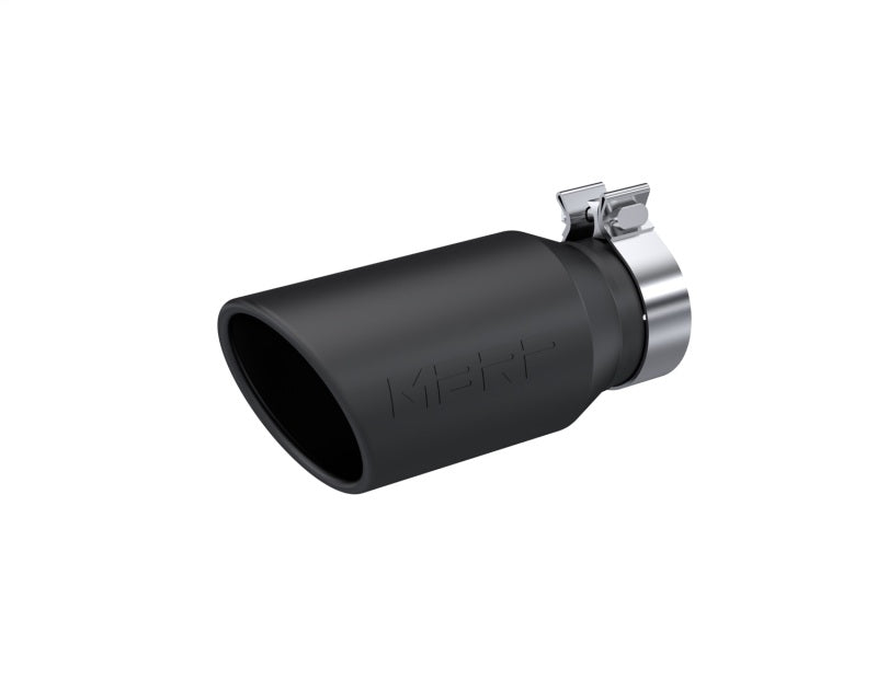 MBRP Universal Tip 4.5in OD / 3.2in Inlet / 10in Length / Angled Cut Rolled End - Black MBRP