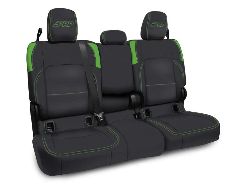 PRP Jeep Wrangler JT Rear Bench Covers - with Armrest - Black/Green B056-06