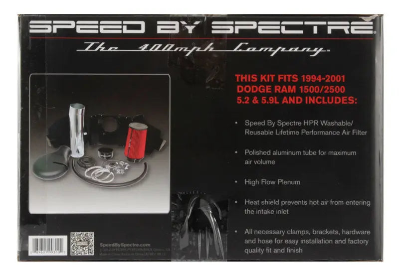 Spectre 94-01 Dodge RAM 1500/2500 V8-5.2/5.9L F/I Air Intake Kit - Polished w/Red Filter Spectre