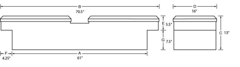 Tradesman Aluminum Economy Cross Bed Truck Tool Box (70in./Side Opening) - Brite Tradesman