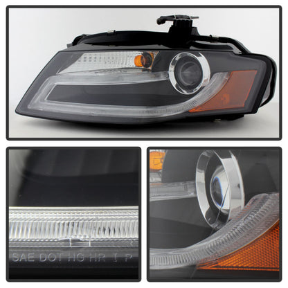Spyder Audi A4 09-12 Projector Headlights Xenon/HID Model Only - DRL LED Blk PRO-YD-AA408-HID-DRL-BK SPYDER
