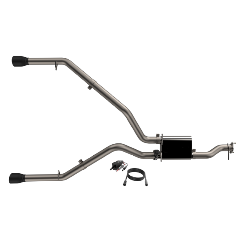 QTP 19-20 Ram 1500 304SS Screamer Cat-Back Exhaust Rear Split Exit w/4.5in Black Tips QTP