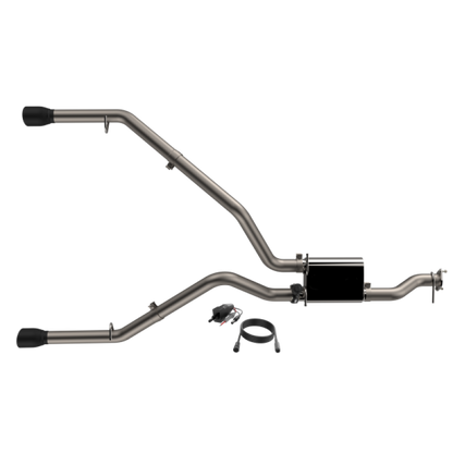 QTP 19-20 Ram 1500 304SS Screamer Cat-Back Exhaust Rear Split Exit w/4.5in Black Tips QTP