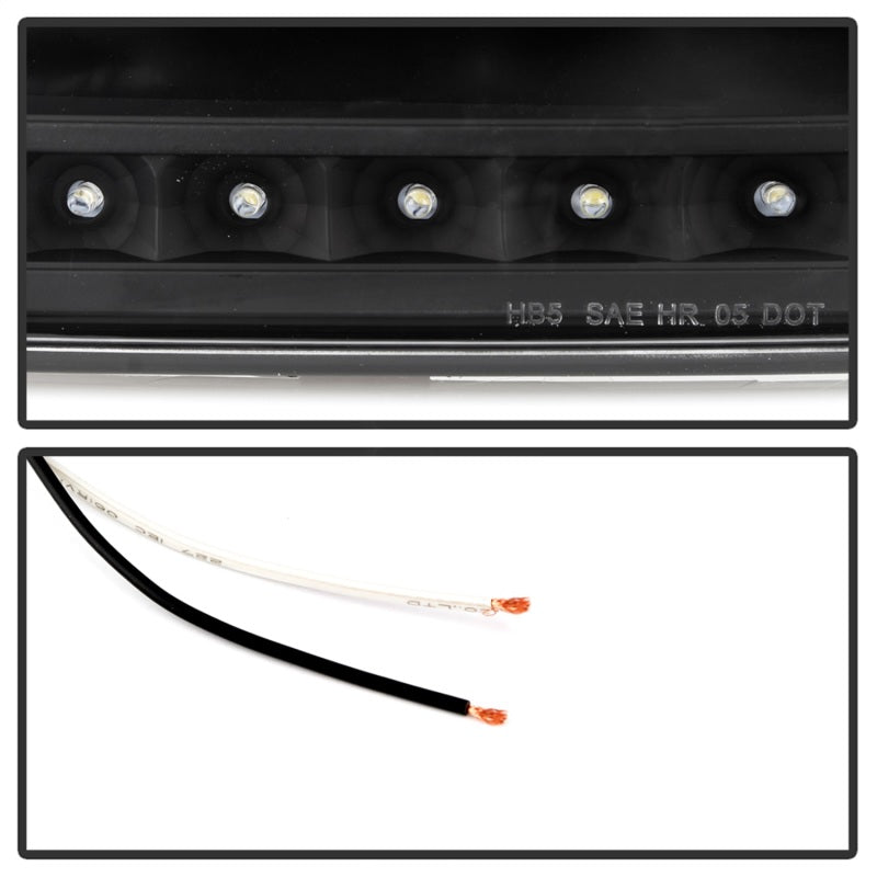 Xtune Ford F150 97-03 Crystal Headlights w/ Clear LED Corners Black HD-ON-FF15097-LED-SET-BK SPYDER