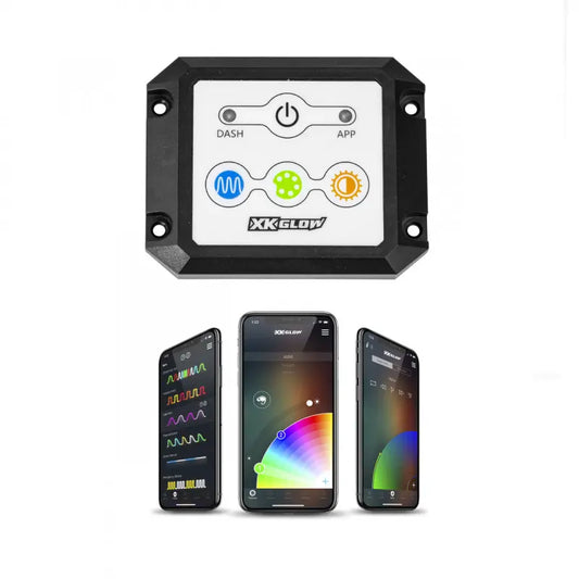 XKGlow 4pc 6W LED Rock Light Standard Kit with Dual-Mode Dash Mount Controller - Part XK-ROCK-STA-DM