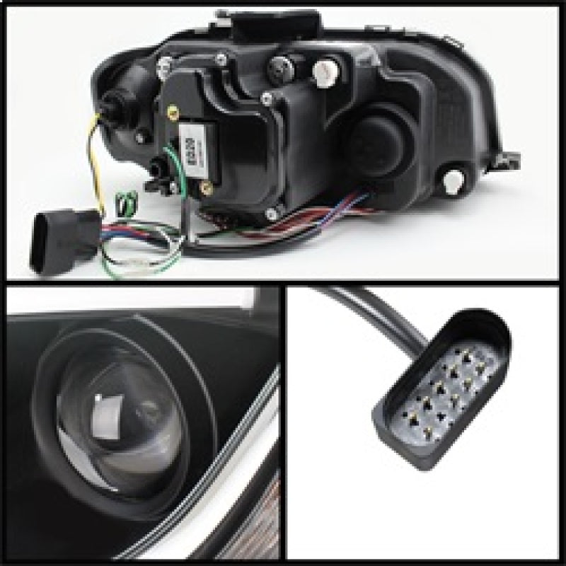 Spyder Audi A3 06-08 Projector Headlights Halogen Model- Light Tube DRL Blk PRO-YD-AA306-LTDRL-BK SPYDER