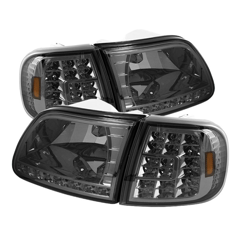 Xtune Ford F150 97-03 Crystal Headlights w/ Clear LED Corners Smoke HD-ON-FF15097-LED-SET-SM SPYDER