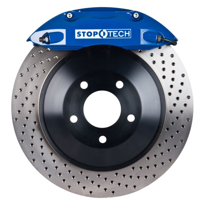 StopTech 05-14 Ford Mustang ST-40 Blue Calipers 355x32mm Drilled Rotors Front Big Brake Kit Stoptech