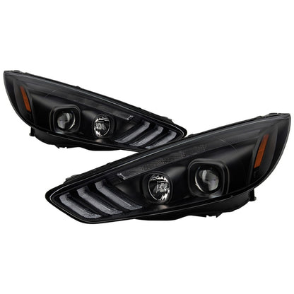 Spyder 15-18 Ford Focus Projector Headlights - Seq Turn Light Bar - Black PRO-YD-FF15-LBSEQ-BK SPYDER