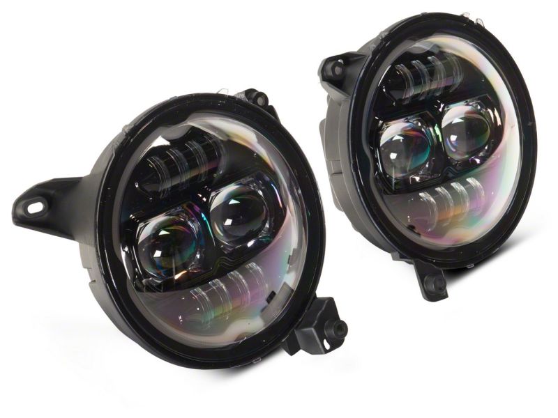 Raxiom 18-23 Jeep Wrangler JL Axial Series 9-In Angel Eye LED Headlights- Blk Housing (Clear Lens)