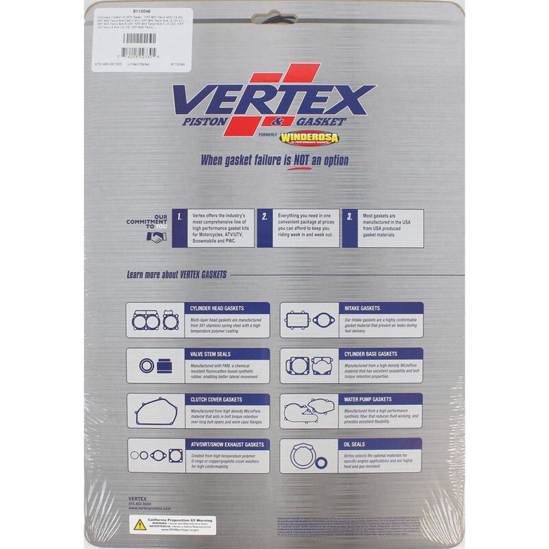 Vertex Gaskets 12-13 Kawasaki Teryx 4 4x4 Complete Gasket Kit w/ Oil Seals