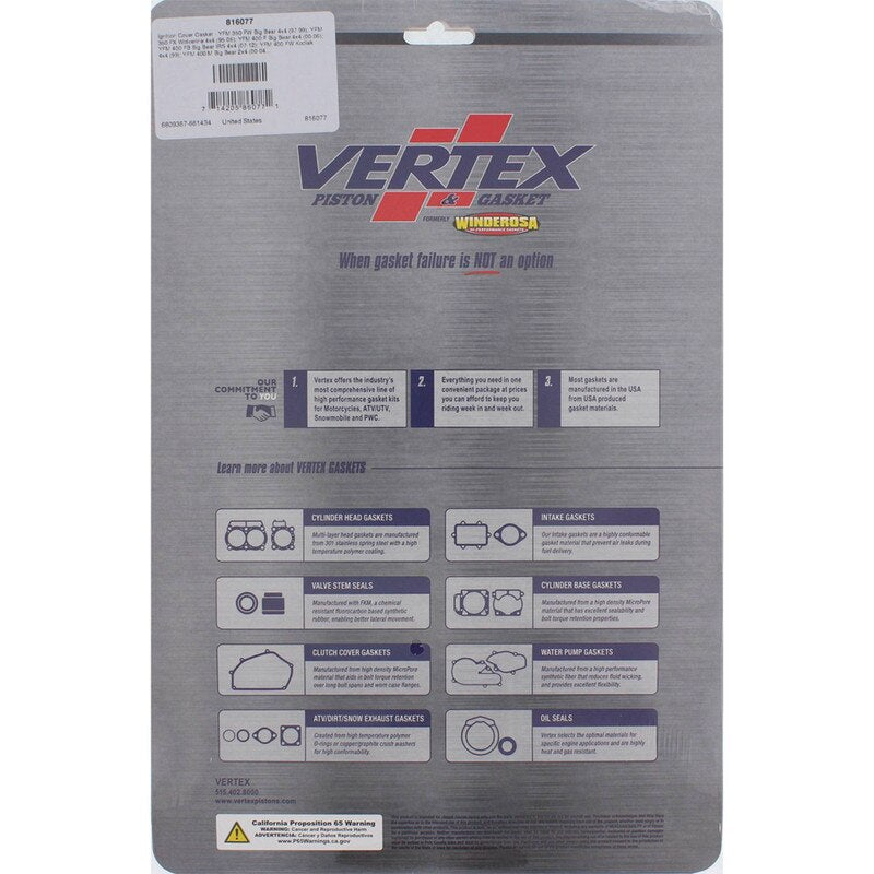 Vertex Gaskets 97-99 Yamaha YFM350FW Big Bear Ignition Cover Gasket Kit