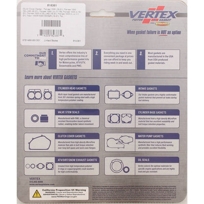 Vertex Gaskets 16-23 Honda Pioneer 1000 Inner Clutch - Side Cover Gasket Kit