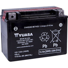 Load image into Gallery viewer, Yuasa YTX15L-BS Maintenance Free AGM 12 Volt Battery (Bottle Supplied)