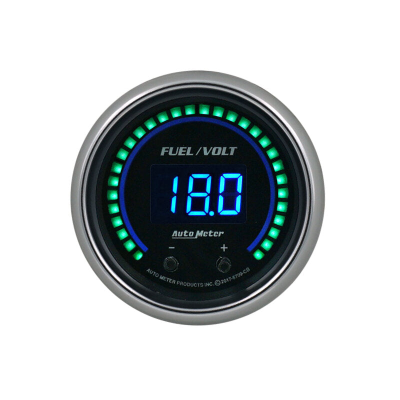 Autometer 52.4mm Black Switchable 0-100 Fuel Level / 8-18V Voltmeter Cobalt Elite Digital Gauge 6709-CB