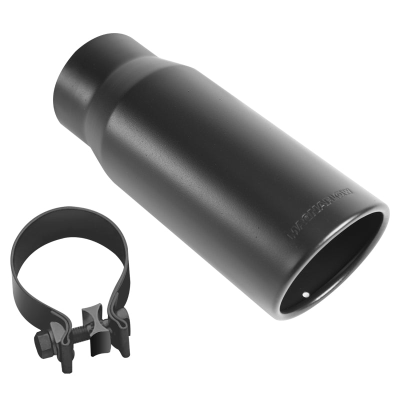 MagnaFlow Tip Stainless Black Coated Single Wall Round Single Outlet 5in Dia 4in Inlet 13in L Magnaflow