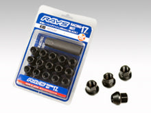 Load image into Gallery viewer, Rays 17 Hex Racing Nut Set L25 Short Type 12x1.25 - Black Chromate (16 Pieces)