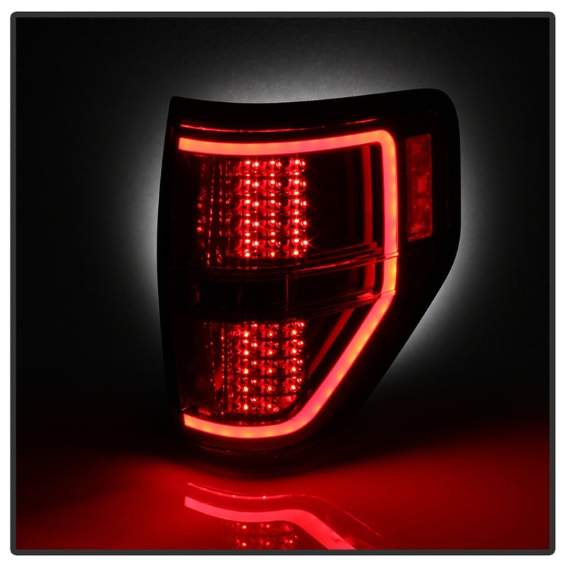 xTune 09-14 Ford F-150 Light Bar LED Tail Lights - Red Clear (ALT-JH-FF15009-LBLED-RC) SPYDER