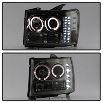 Spyder GMC Sierra 1500/2500/3500 07-13 Projector Headlights LED Halo- LED Smoke PRO-YD-GS07-HL-SM SPYDER