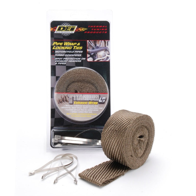 DEI Exhaust Wrap Kit - Pipe Wrap and Locking Tie - Titanium DEI