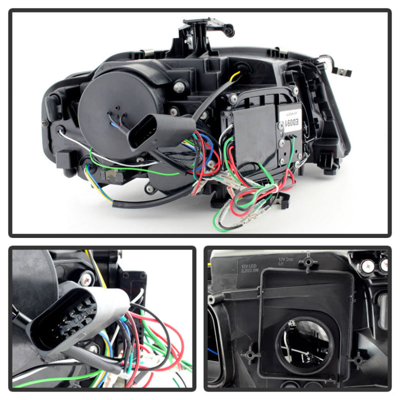 Spyder Audi A4 09-12 Projector Headlights Xenon/HID Model Only - DRL LED Blk PRO-YD-AA408-HID-DRL-BK SPYDER
