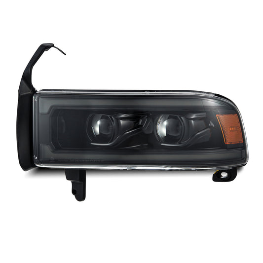 AlphaRex 94-01 RAM 1500 LUXX LED Proj Headlights Alpha-Blk w/Activ Light/Seq Signal/SB DRL