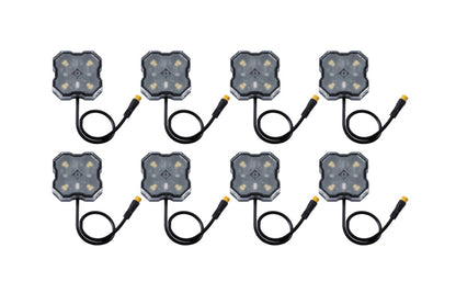 Diode Dynamics Stage Series SXS Rock Light Installer Kit - RGBW M8 (8-pack)