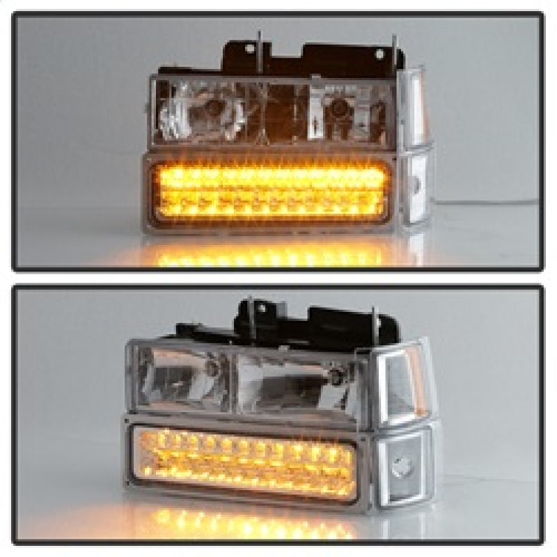 Xtune 92-94 Blazer Full Size Corner/LED Bumper Headlights Chrome HD-JH-CCK88-LED-AM-C-SET SPYDER