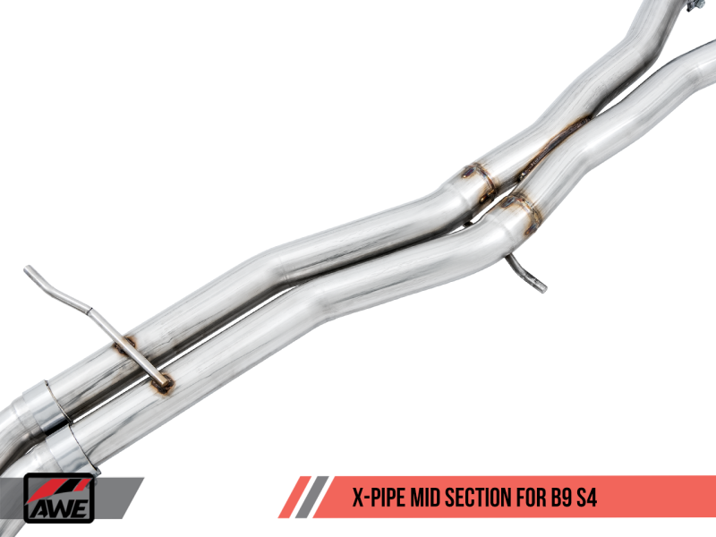 AWE Tuning Audi B9 S4 Touring Edition Exhaust - Non-Resonated (Black 102mm Tips) AWE Tuning