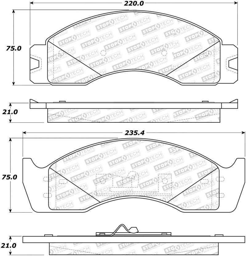 StopTech Sport Brake Pads w/Shims - Front Stoptech