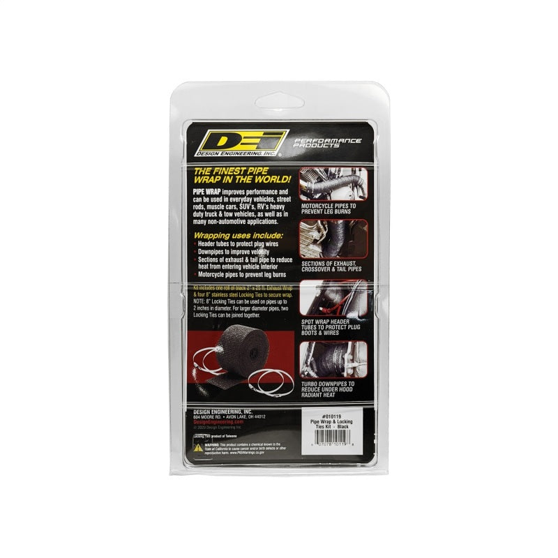 DEI Exhaust Wrap Kit - Pipe Wrap and Locking Tie - Black DEI