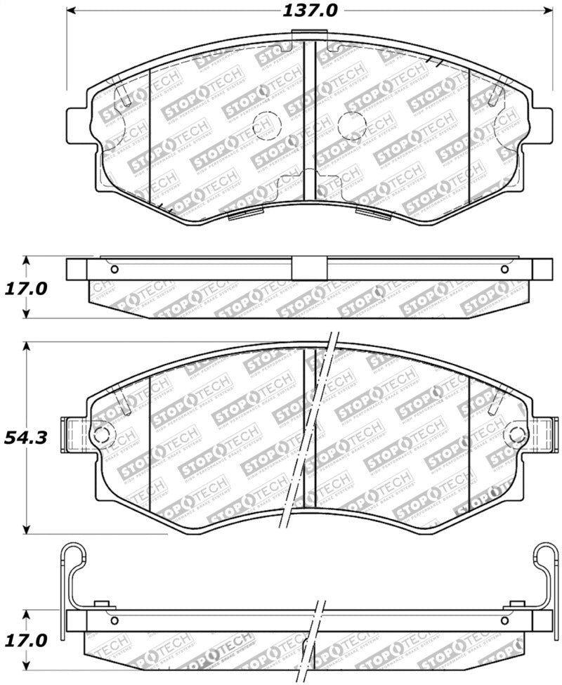 StopTech Premium Ceramic Front Brake Pads - 308.07000