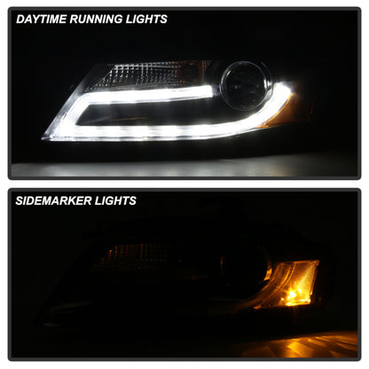 Spyder Audi A4 09-12 Projector Headlights Halogen Model Only - DRL LED Black PRO-YD-AA408-DRL-BK SPYDER