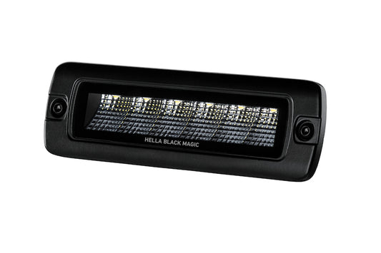 Hella Universal Black Magic 6 L.E.D. Flush Mount Mini Light Bar - Flood Beam Hella