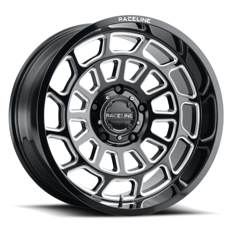 Raceline 955M Warp 20x10in / 5x127 BP / -19mm Offset / 78.1mm Bore - Satin Black & Milled Wheel