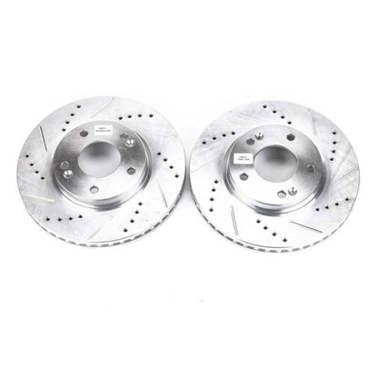 Power Stop 09-12 Hyundai Elantra Front Evolution Drilled & Slotted Rotors - Pair PowerStop