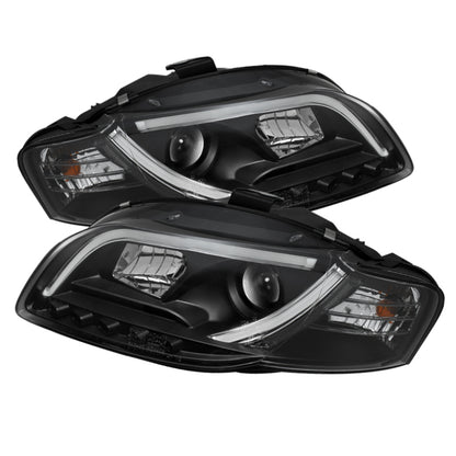 Spyder Audi A4 06-08 Projector Headlights Halogen Only - Light Tube DRL Blk PRO-YD-AA405-LTDRL-G2-BK SPYDER