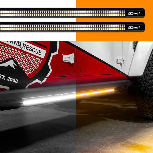 XKGlow 2x60in White + Amber Jeep & Truck Running Board Light w/ Turn Signal - Part XK041021