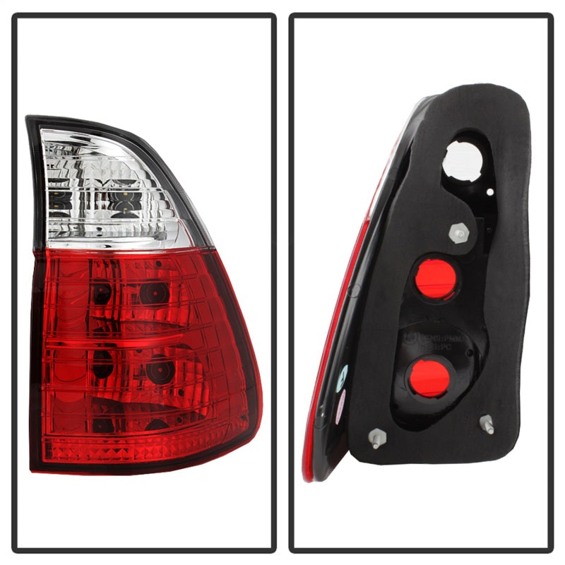 Spyder BMW E53 X5 00-06 4PCS Euro Style Tail Lights- Red Clear ALT-YD-BE5300-RC SPYDER