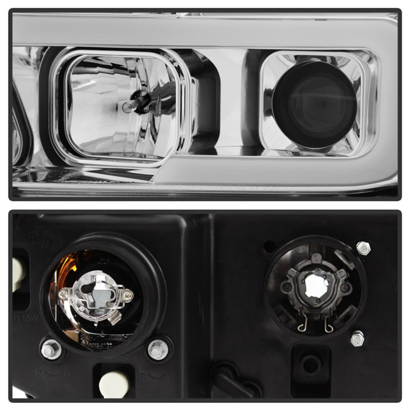 Spyder 07-13 Toyota Tundra V2 Light Bar DRL Projector Headlights - Chrome (PRO-YD-TTU07V2-LB-C) SPYDER