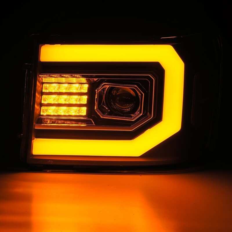 AlphaRex 880097 07-13 GMC Sierra 1500 (No Clsc) LUXX-Series LED Proj HL Jet Blk w/Actv Lgt & Seq.Sig / DRL