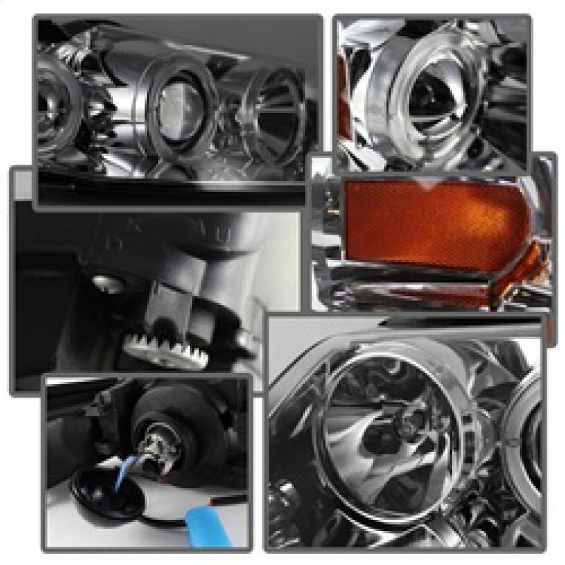 Spyder Ford Mustang 99-04 Projector Headlights LED Halo Chrome High H1 Low H1 PRO-YD-FM99-1PC-AM-C SPYDER