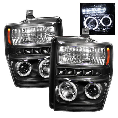 Spyder Ford F250/350/450 Super Duty 08-10 Projector Headlights LED Halo LED Blk PRO-YD-FS08-HL-BK SPYDER