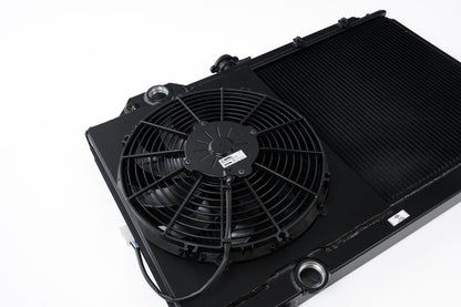 CSF 7075B 1996-2007 Mitsubishi Lancer Evolution (MT)ALUMINUM “Full slim” radiator w/ adjustable -16 or slip-on fittings & 12″ SPAL FAN/shroud - Black CSF