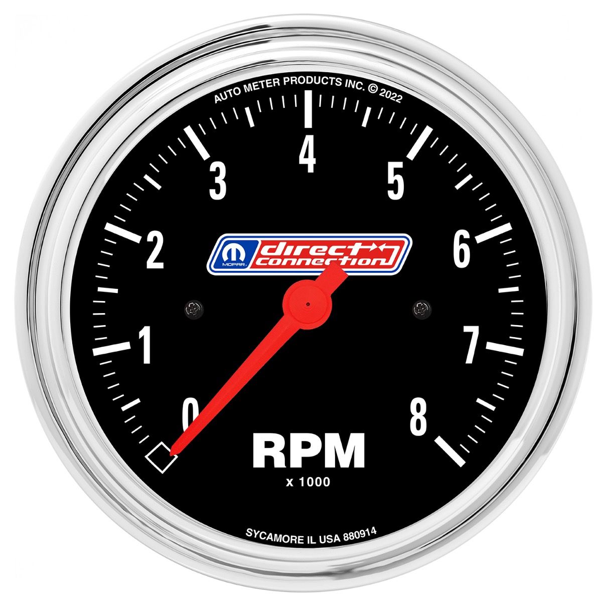 AutoMeter 3-3/8in (85.7mm) Tach 0-8,000 RPM 4/6/8 Cyl In-dash Mopar Direct Connection 880914