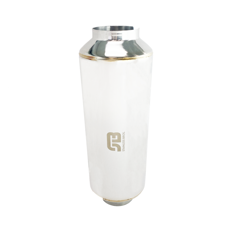 Stainless Bros 17in Overall Length 4in SS304 Polished Finish Lightweight Race Muffler Stainless Bros